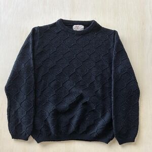 Vintage Its Majestic Sweater Women Medium Black Diamond Knit Crewneck Union Made